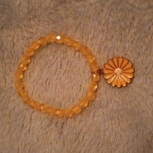 Handmade kids sparkly & iridescent yellow Barbie necklace with sunflower charm